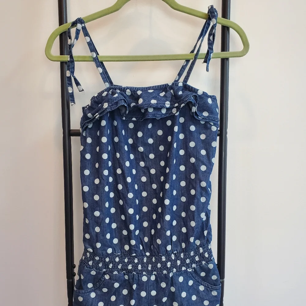Justice denim polka dots blue white cotton jumped girl size 12